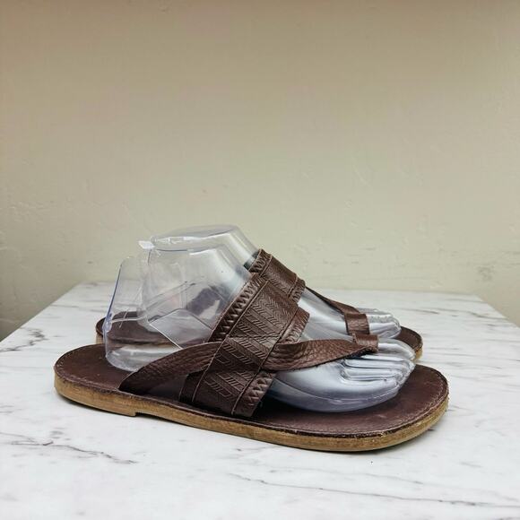 TOMS Isabella Brown Leather Toe Loop Sandals Women’s Size 10 - Picture 4 of 10